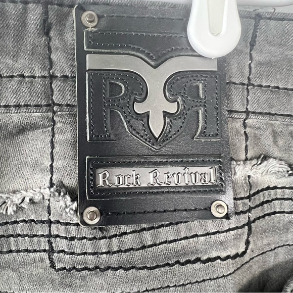Rock Revival Men’s Jeans Size 42 Armory Biker Distressed Embroidered NWT - Picture 6 of 14
